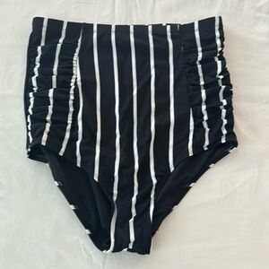 Black and White Striped Bikini Bottom